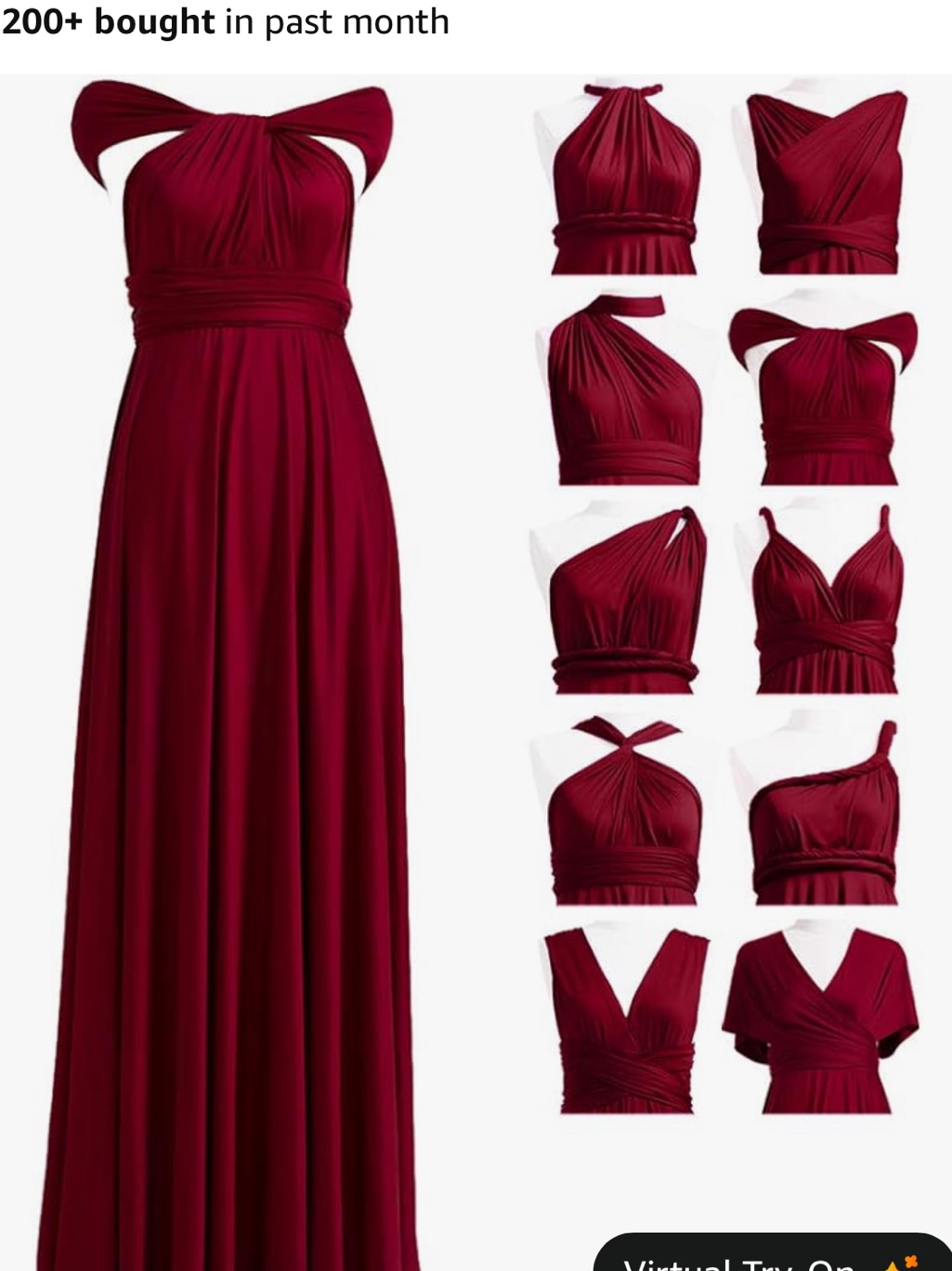 Convertible Multi-Way Maxi Dress In Burgundy